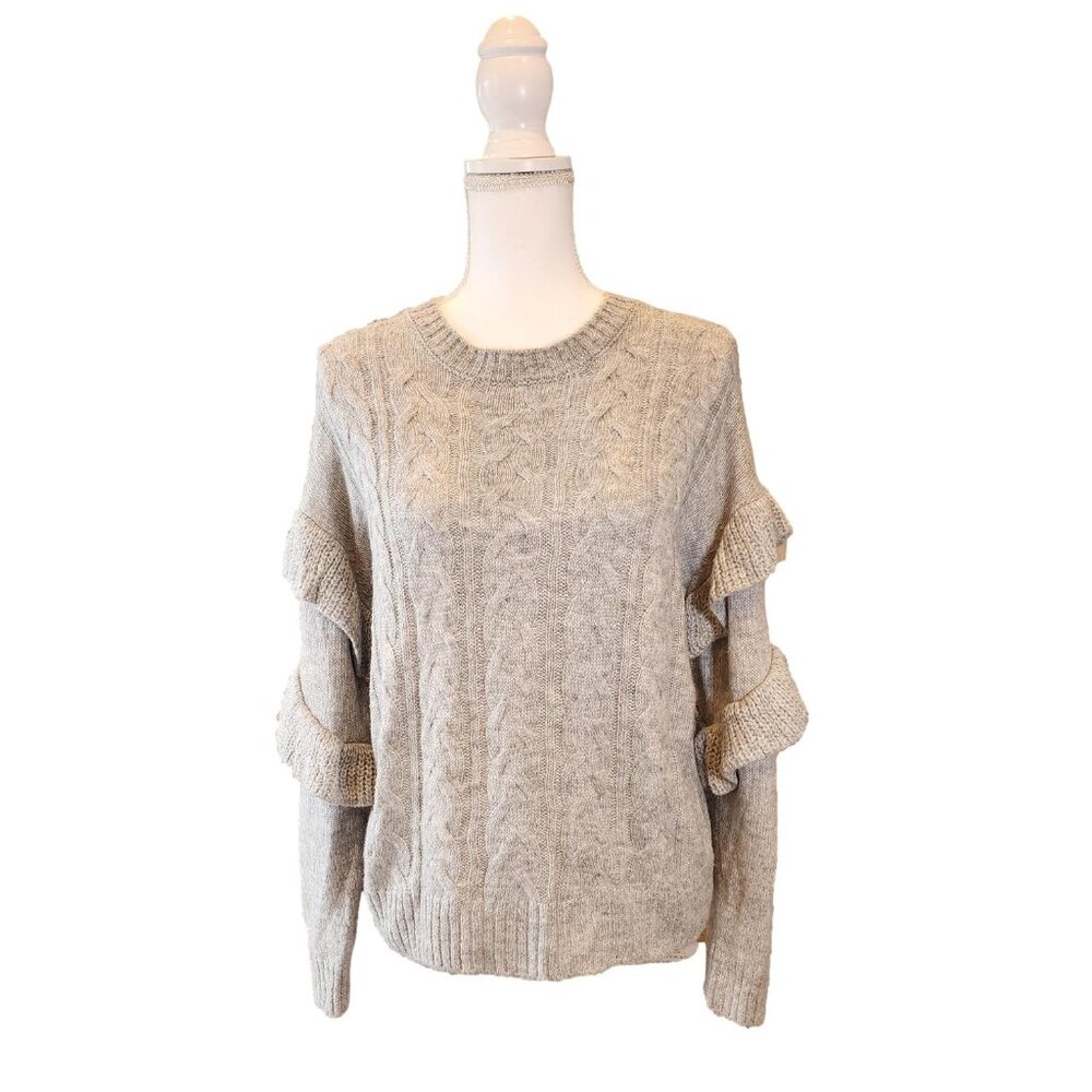 Woman's Light Grey Cable Knit Sweater by WAYF - Size Medium